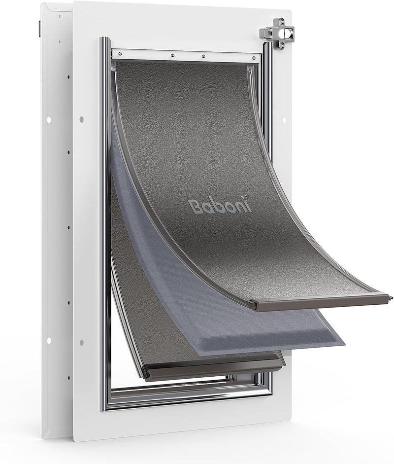 baboni 3-Flaps Pet Door for Interior and Exterior Doors, Steel Frame and Telescoping Tunnel, Strong and Durable Dog Door (Pets Up to 40 Lb) -Medium - Image 1